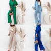 2026 Spring New, Cross-border European and American Foreign Trade Women's Clothing, Fashion Trend Solid Color Shirt Trousers Casual Suit