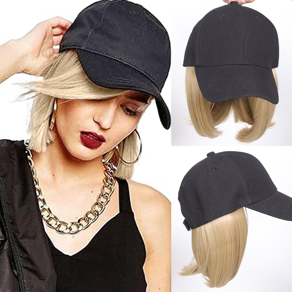 

Бейсболка с наращенными волосами для женщин, термостойкие синтетические 8-дюймовые регулируемые короткие прямые парики для замены волос в шляпе для женщин 8inch