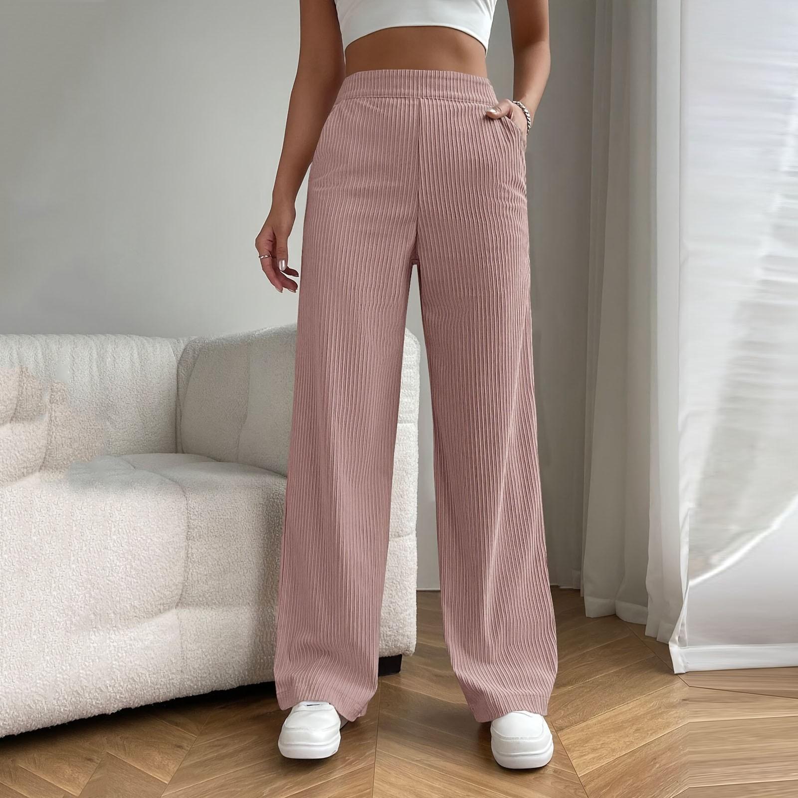 

Женские стильные однотонные мешковатые брюки с высокой талией и широкими штанинами, повседневные брюки прямого кроя полной длины XXL