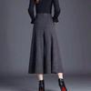 Spring Autumn Winter Women's Woolen Pants Solid Pocket Elastic High Waist Fashion Elegant Loose Wide Leg Ankle Length Trousers