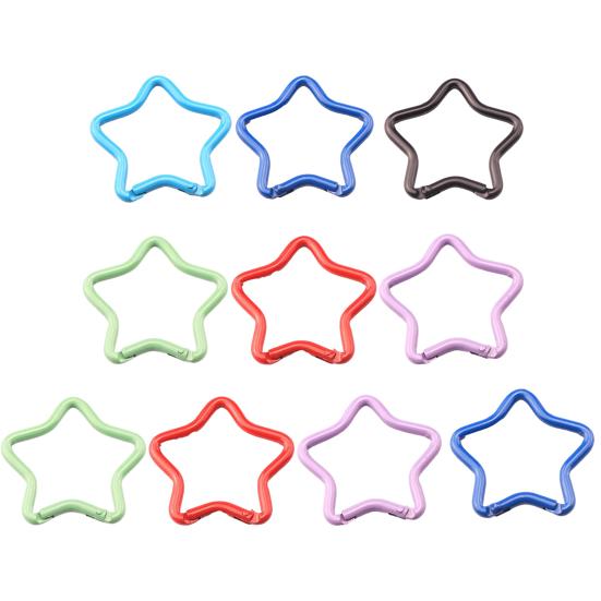 10Pcs Multicolor Pentagram Star Carabiner Buckle Aluminum Alloy Carabiner Hook Clips DIY Accessories for Keychain Buckle for Camping Hiking