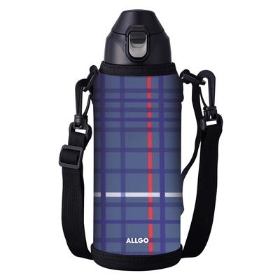 Orgo Edelstahl Tragbare Flasche zur Kaltlagerung Wasserflasche für Grundschüler 1,0 l PBY-10 One-Touch (Kariert Blau)