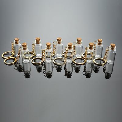 5 Stück Mini-Glasflaschenfläschchen, Tube, Trank, Parfüm, Korkgläser, Wunschanhänger