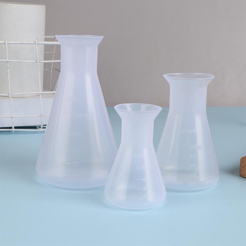 1Pc 50/100/250Ml Plastic Erlenmeyer Flask Narrow Neck Conical Triangle Flask Chemistry Laboratory Analysis Instrument