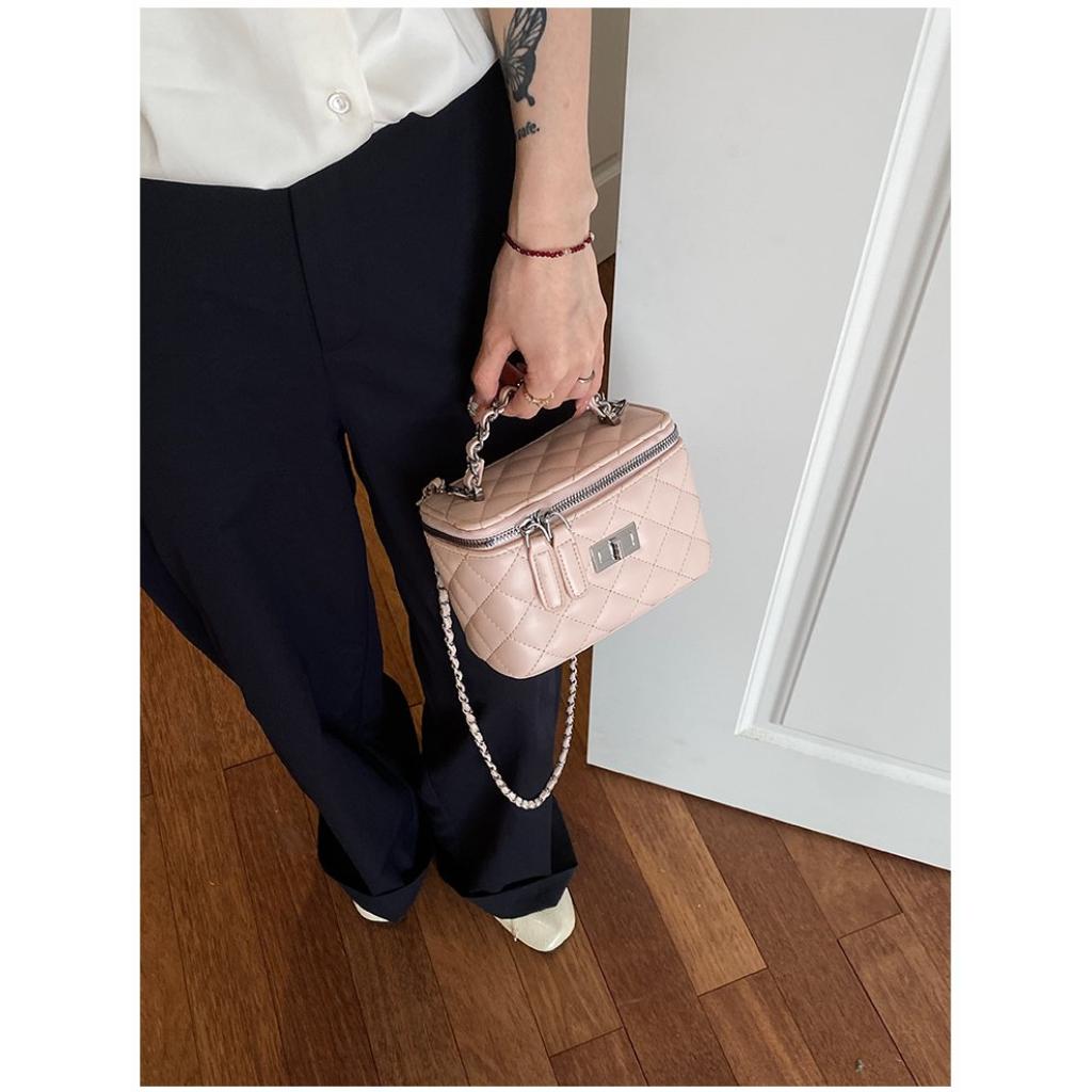 Crossbody Bag Women PU Quilted Chain Strap Daily Commute
