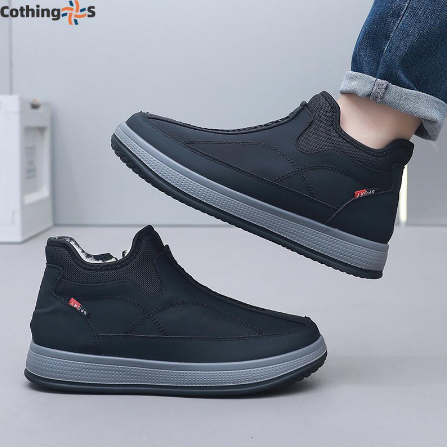 Зимняя тканевая обувь Мужские хлопковые ботинки с подкладкой из утолщенной овечьей шерсти — фото 4