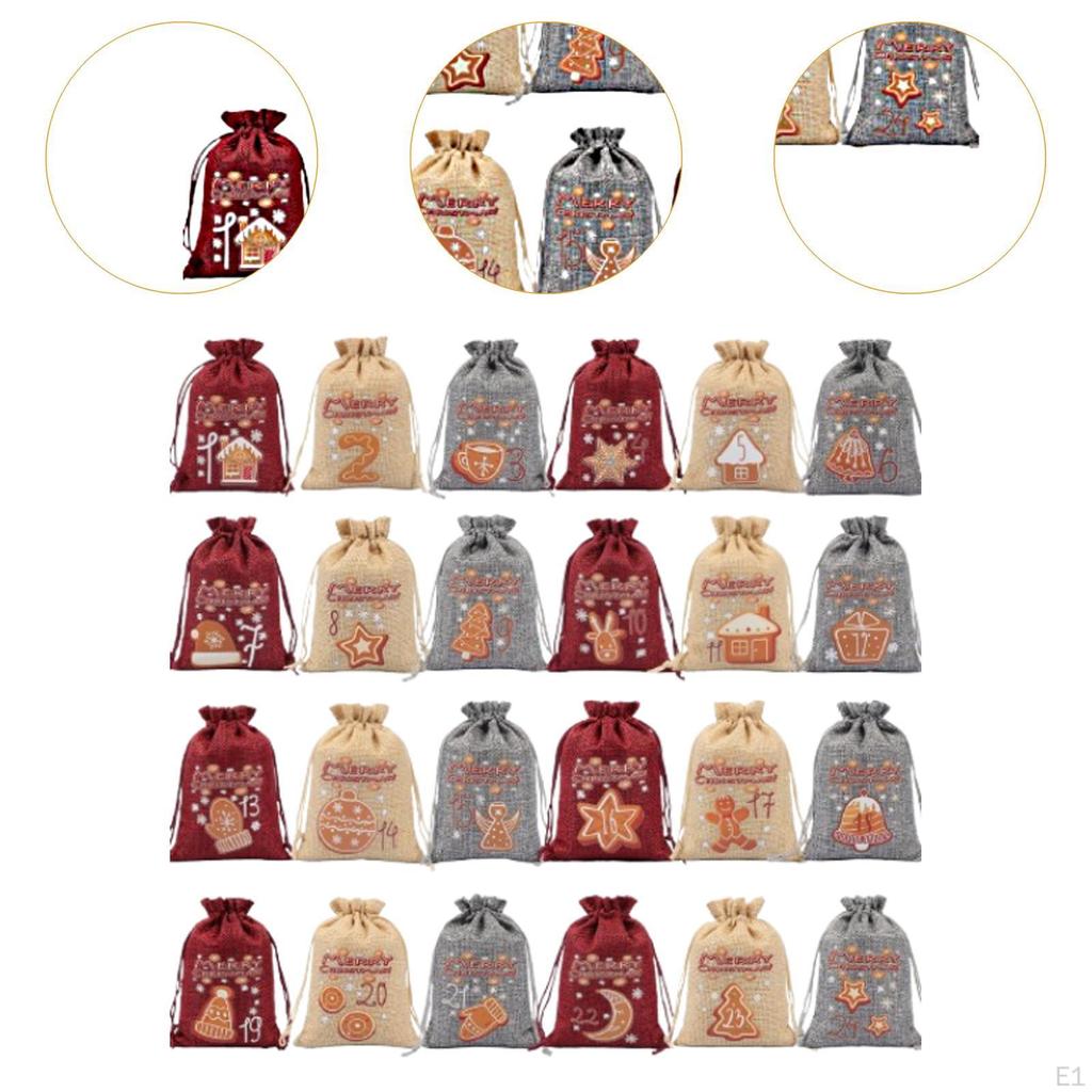 24 Count Christmas Gift Bag Set, Small Candy Bags for Festive Occasions