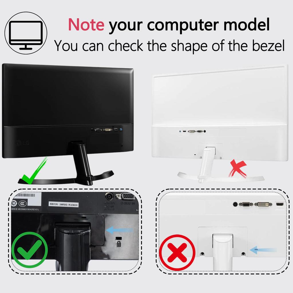 Yunquehe VESA Mount Adapter for LG Monitors Supports 75×75 and 100×100 mm Compatibility
