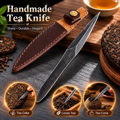 Premium Handforged Tea Pry Knife Solid Steel Needle Cone Utensil Break Compressed Dark Brick Raw Puer Cake Essential Teaware