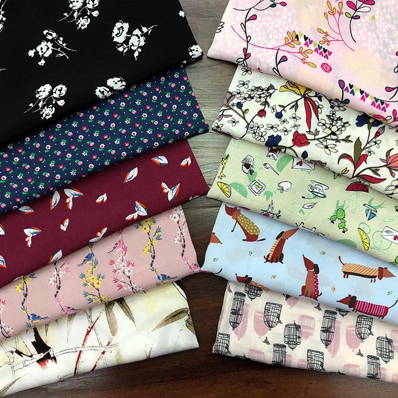 1 meter X 1.45 meter Cartoon print Fabric Viscose Yoryo Crinkled Rayon Dress Shirt Material RetroColorful dots Plain print