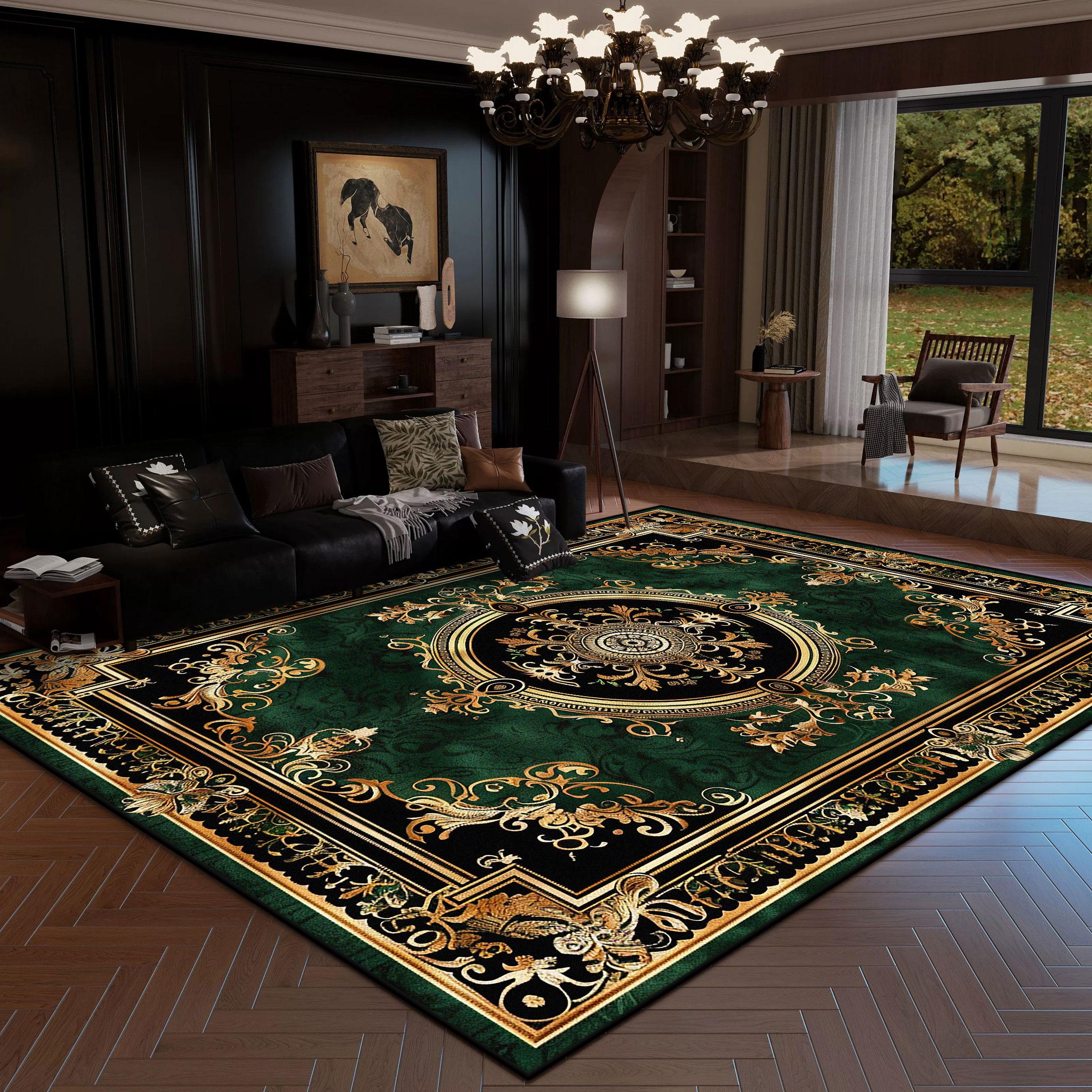 

Килим у європейському стилі Розкішна прикраса Дім Килим для великої площі Вітальня Килими із золотими смугами Спальня Приліжковий Нековзкий М який Килимок 100*160cm