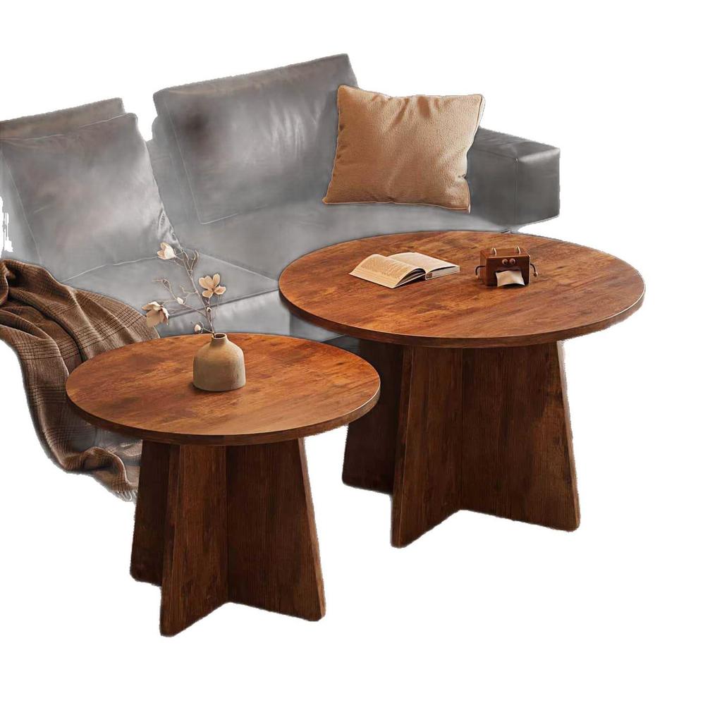 Solid Wood Coffee Table for Living Room, Small Apartment Tea Table, Elm Wood Sofa Side Table