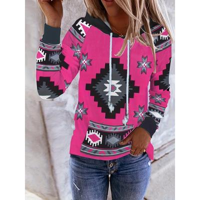 Damen Lässiger und Modischer Rundhals Pullover Hoodie, Westlicher Ethnischer Stil Retro Bedrucktes Damen Top Sweatshirt