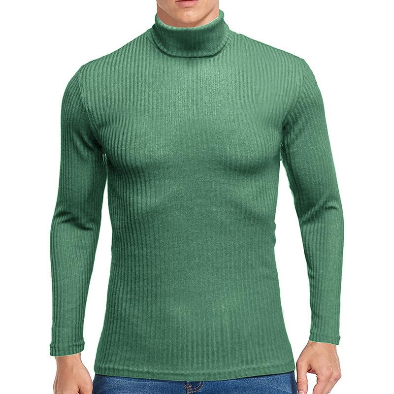 Men's Knitting Bottom Shirt Fashion High Neck Long Sleeve Fitting Versatile T-shirt Vintage Trendy Casual Wear Minimalist Fashion Breathable Shirt