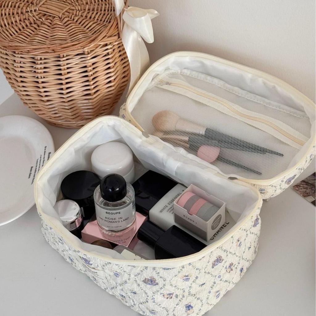 Purple Rabbit Lace Makeup Bag - Cute Cartoon Print, Fresh Style, Compact Storage Wash Bag