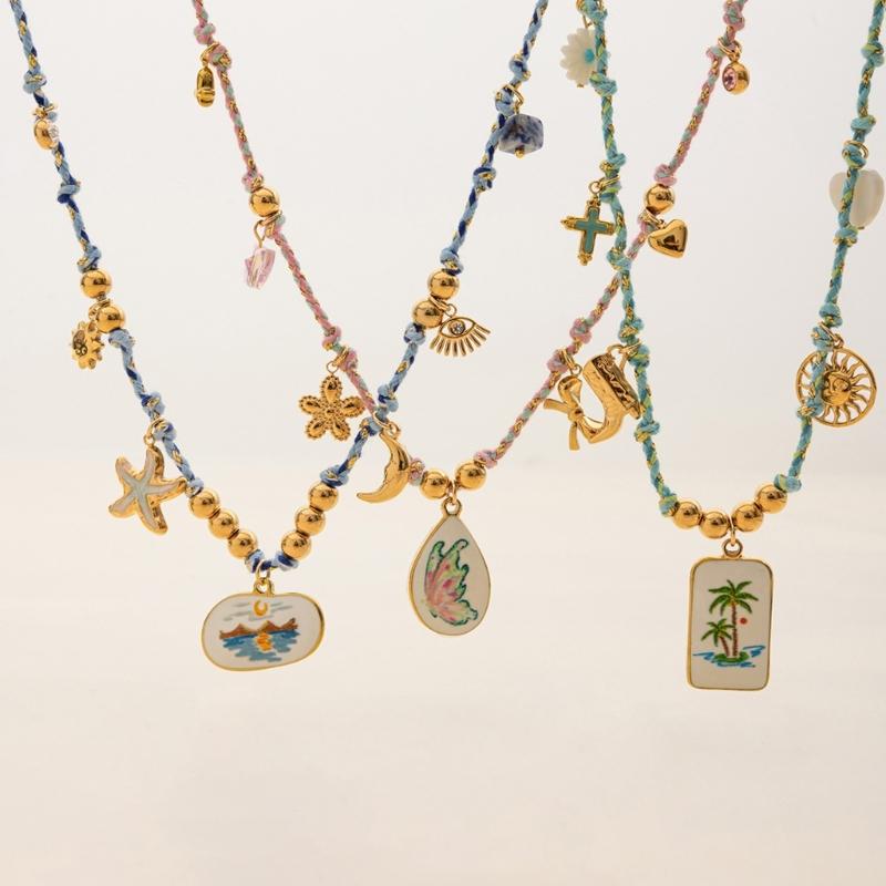 Multilayer Coastal Themed Jewelry Adjustable Length Necklace Ideal For Swimwear And Summer Dresses