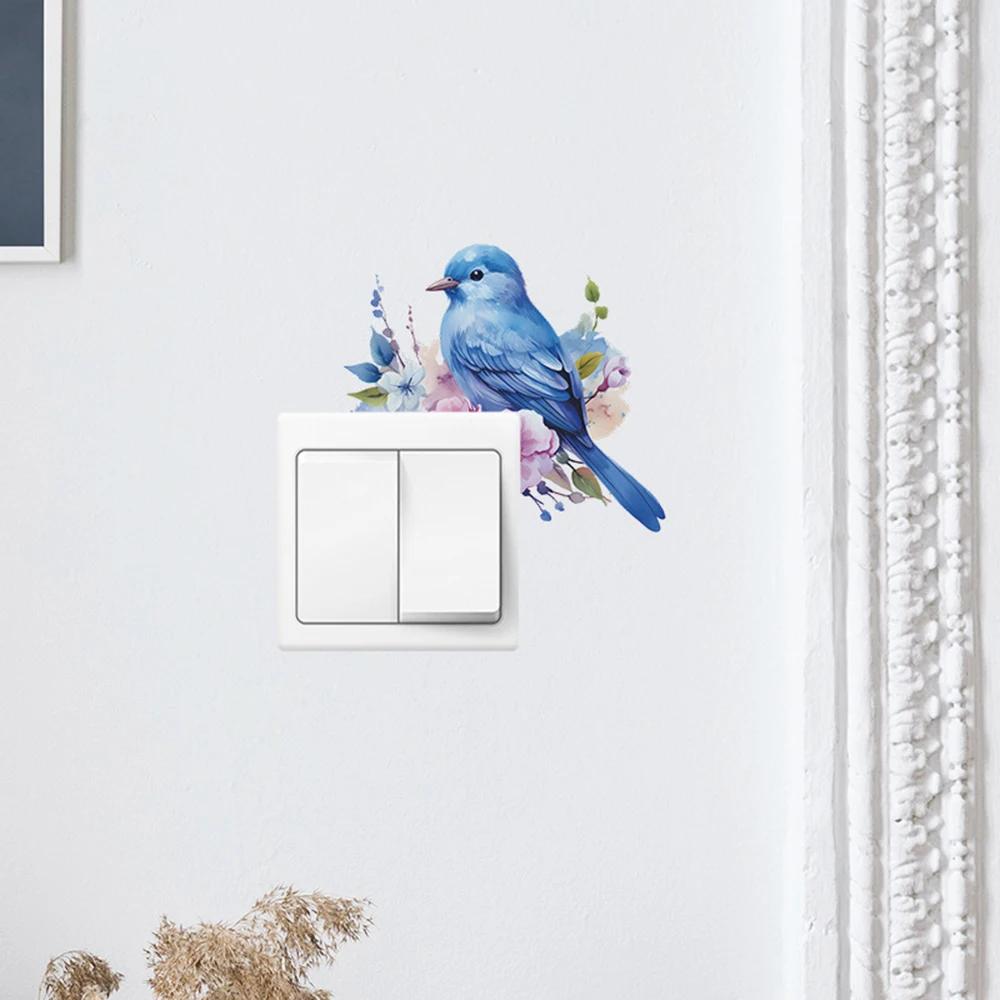 1PC Flower Switch Stickers Green Leaves Plants Wall Sticker Tropical Switch Wallpaper Self-Adhesive Wall Decals DIY Home Decor