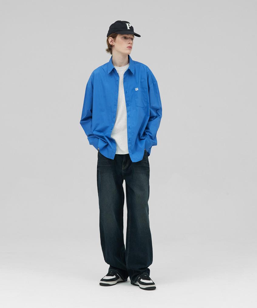 STENDS [M~4Xl] Flow Cotton Shirt_Deep Blue