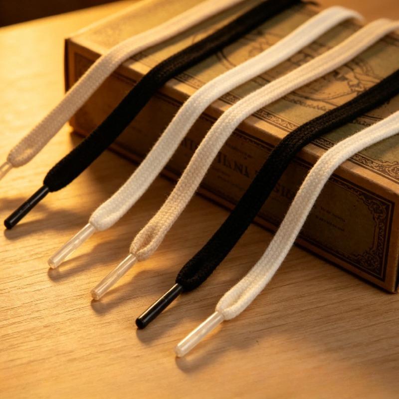 1 Pair Solid Flat Cotton Shoelaces for Canvas Sneakers Available In White Black Beige Multiple Lengths 100 120 140 160cm