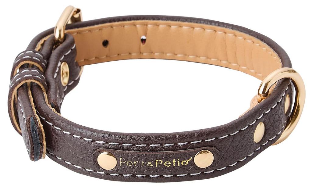 Petio Porta Classic Soft Leather Dog Brown Collar, 24mm,
