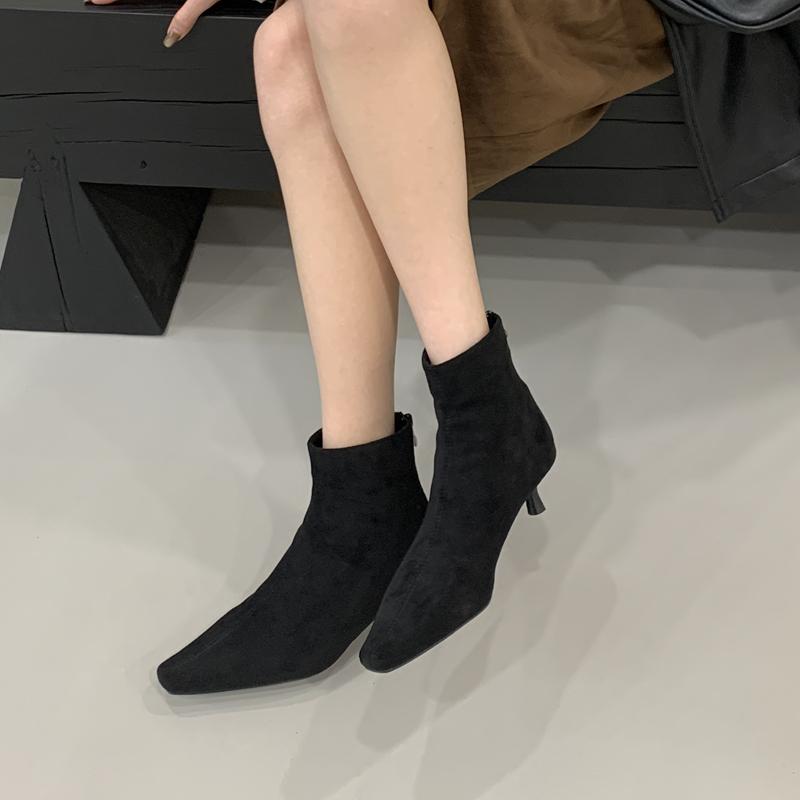 Fashion SUOJIALUN 2025 Winter Women Ankle Boots Fashion Round Toe Ladies Elegant Short Boots Thin Low Heel Outdoor Dress Chelsea Boot