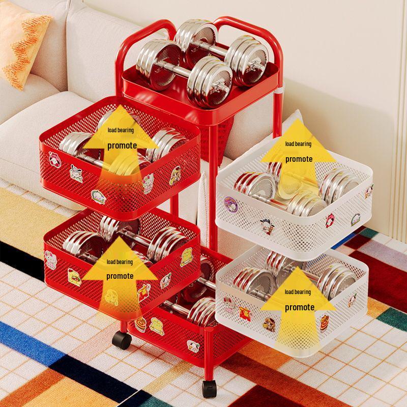 Mobile Floor-standing Storage Rack with Wheels for Bedroom, Living Room, Snacks, Essentials, and Vegetables