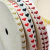 5 Yards/Roll 16mm Wide Embroidered Heart Ribbon - Red & White Striped Handmade DIY Craft Ribbon for Gift Wrapping,Christmas Ribbon, Festive Decoration
