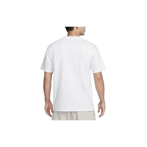 Nike Herren Weißes Kurzarm-T-Shirt mit Retro Amerikanischem Brustaufdruck