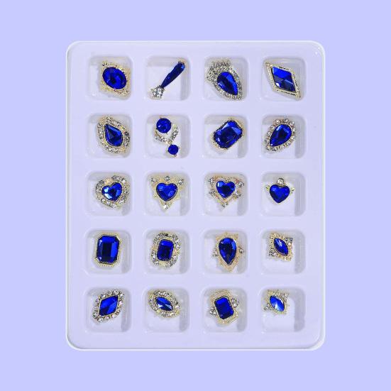 20Pcs/Box Nail Manicure Decor Gloss Three-dimensional Shining Art Sparkling DIY Faux Diamond Nail Alloy Decor