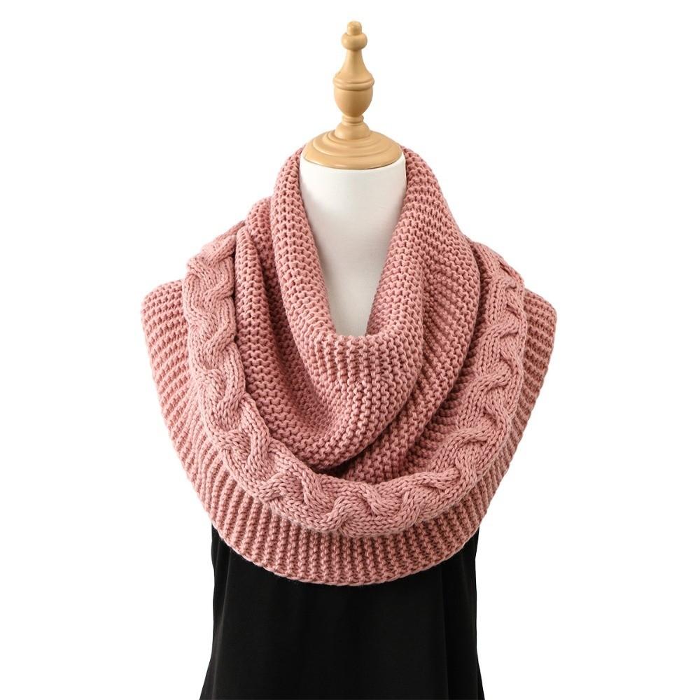 Thickened Women's Knit Scarf Warm Winter Neck Warmer Versatile Hooded Scarf Winter Wear