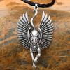 Silver Ancient Egypt Bastet Statue for Cat Pendant Necklace Wax Leather Cord Sphinx Amulet Jewelry for Family Members