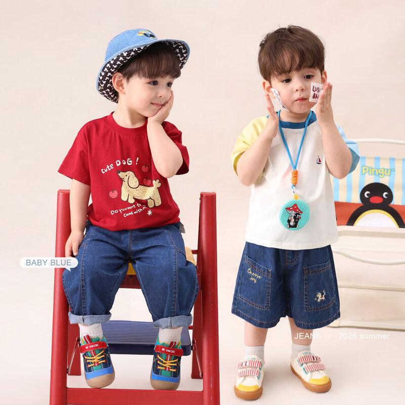 LUSON Baby Boy Embroidered Denim Shorts