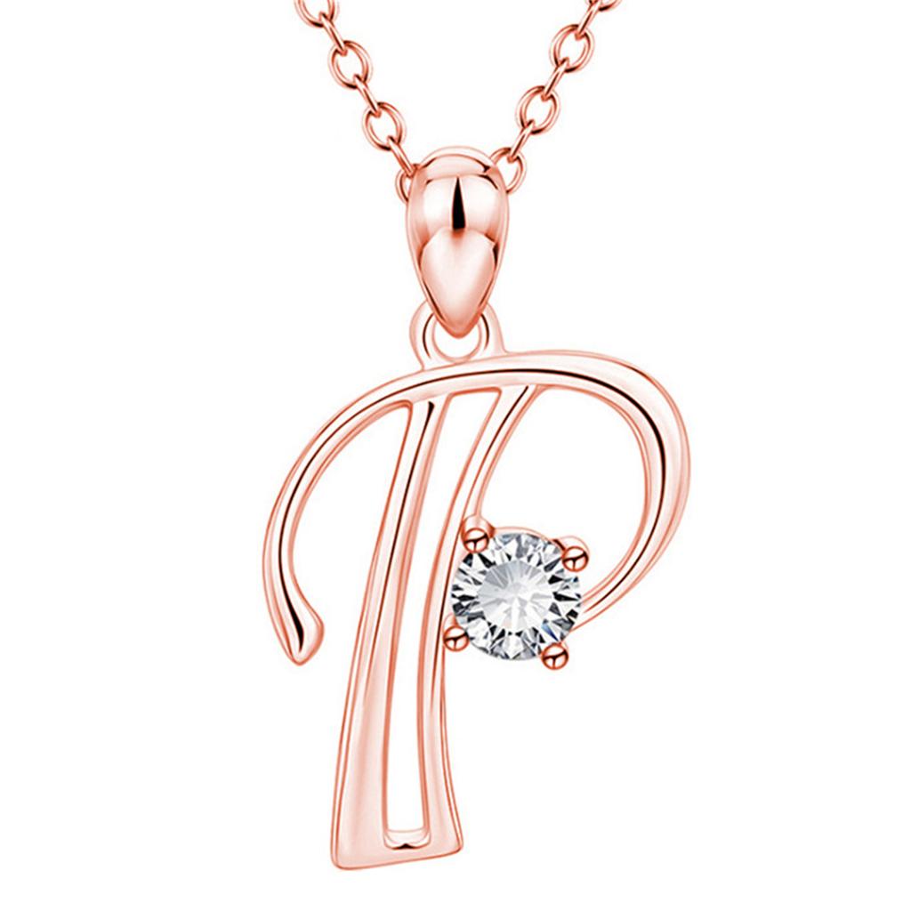 Fashion Alphabet Letter Pendant Necklace with Embedded Crystals Elegant Initial Charm Jewelry for Daily Wear and Special Occasions