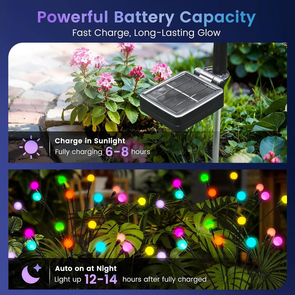 Solar Garden Lights, 2 Pack Color Changing Solar Christmas Decor