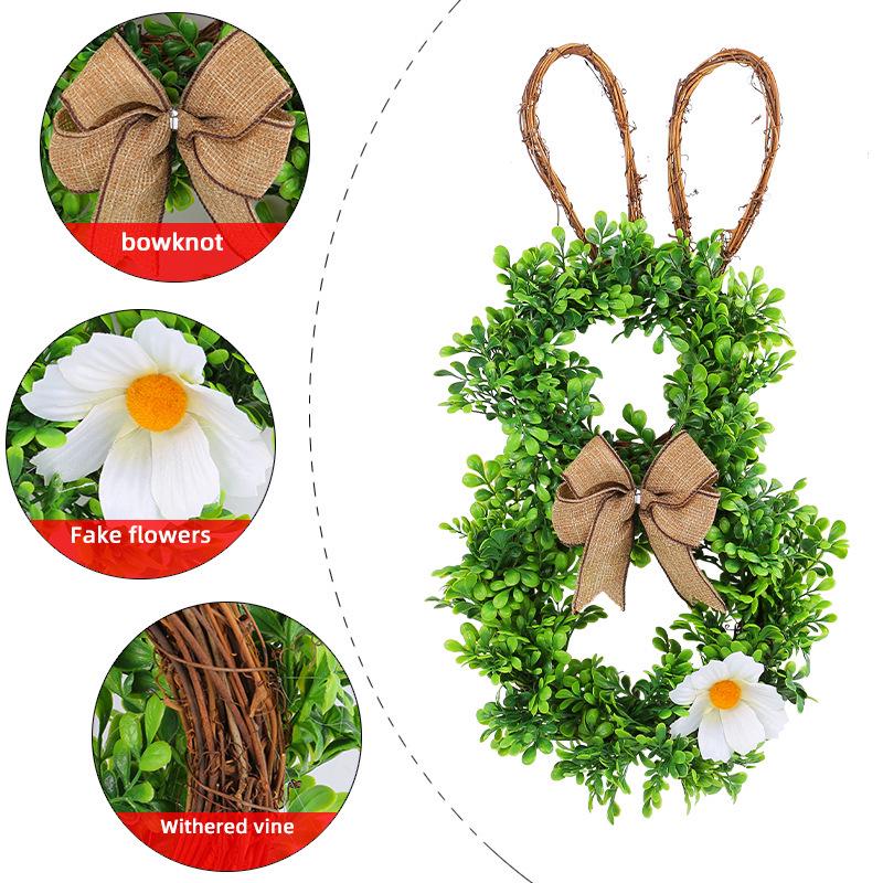 2026 Easter Wreath: Simulated Greenery, Dry Branches & Rabbit Decor for Wall Hanging