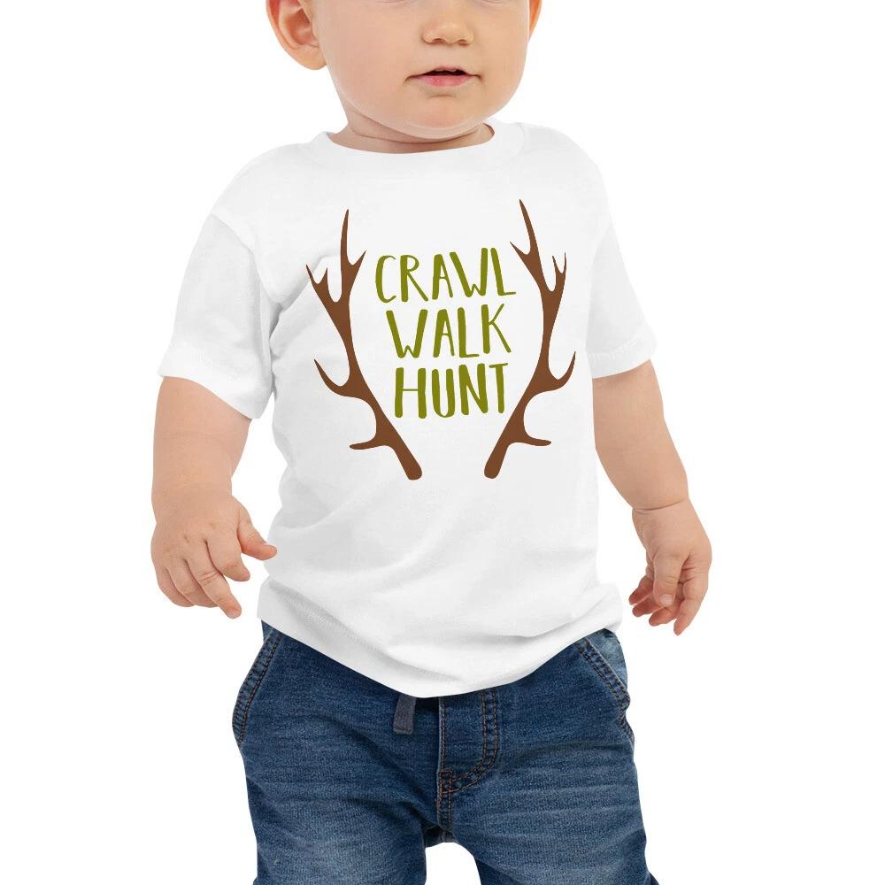 Funny Hunting Infant Baby Boy Girl Tee Clothing Outfit , Crawl Walk Hunt T-Shirt 2XL