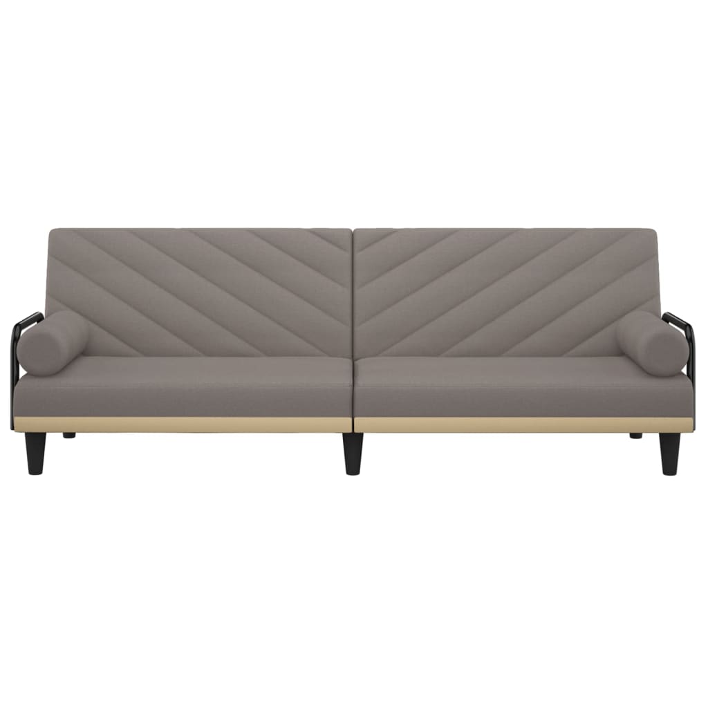 Sofa Bed with Armrests Taupe Fabric