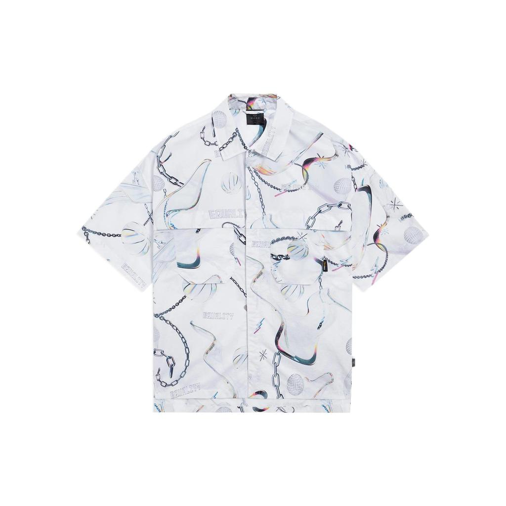 Li Ning Wade Collection Shirts Men's White Gray Lapel Moderate Other ASHS445-1