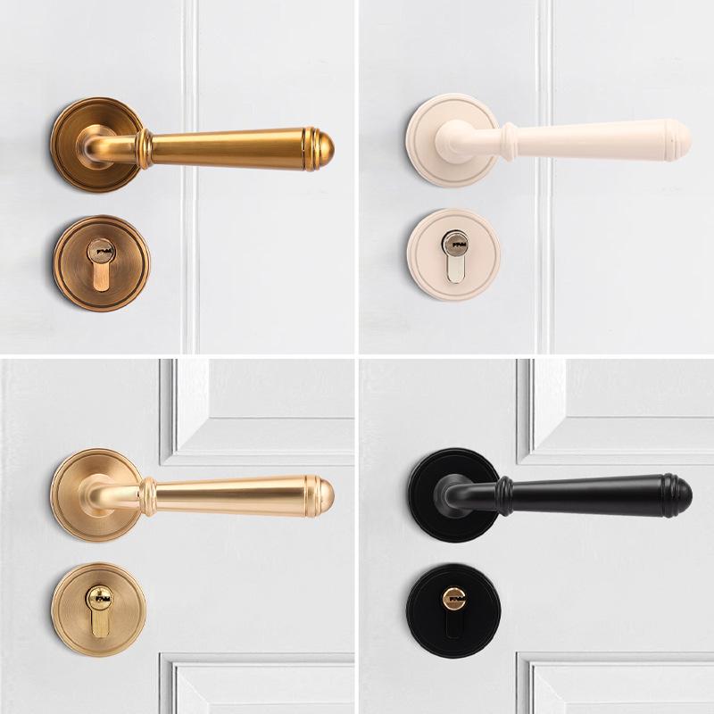 Nordic Style Bedroom Solid Wood Door Silent Handle Split Lock