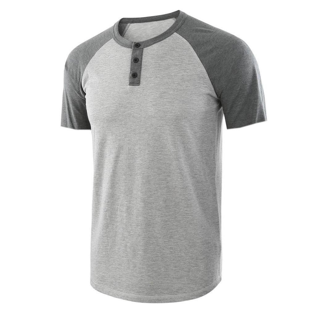 Men Spring Summer Casual Slim Patchwork Short Sleeve T Shirt Top Blouse