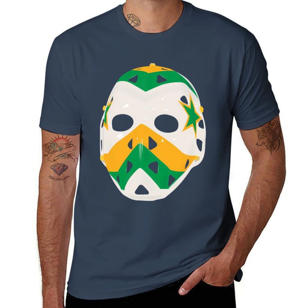 Vintage Goalie Mask  Minnesota North Stars Tshirt Plus Size Summer Short Sleeve Tshirt