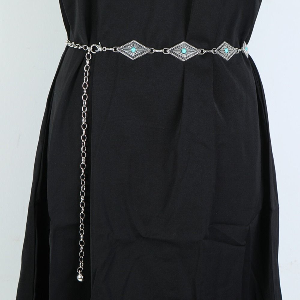 Minority Design Western Country Waist Chain Metal Women's Body Jewelry Turquoise Waist Chain  Girls