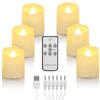 6pcs Rechargeable LED Flameless Candle Timer Function Realistic Flame LED Tea Light Remote Control Dimmable Candle Light