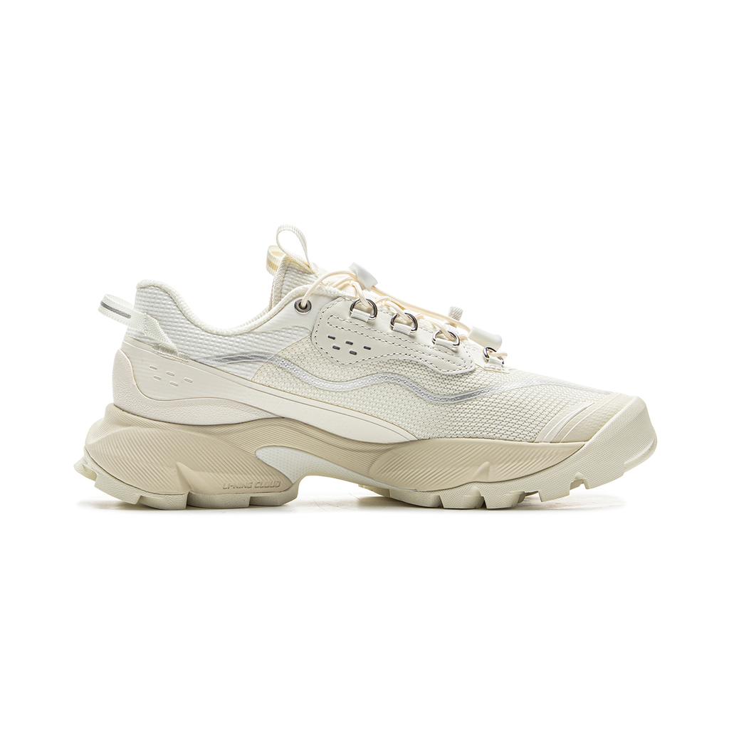 Li Ning Mulan Trend Sports Shock Absorption Rebound Wear Resistant Low Top Casual Shoes Women Casual Shoes White AZGV066-3
