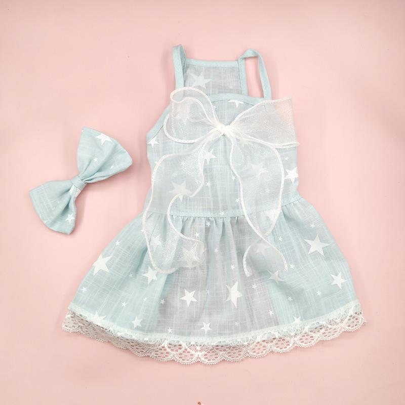Spring and Summer Breathable Cat Clothing Dog Clothing Pet Cotton Floral Suspender Dress Comfortable Mesh Dress Formal Dress