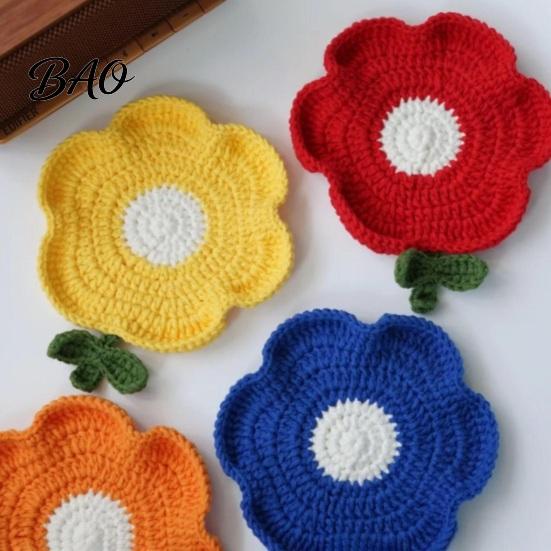 Condensation Coaster Crochet Flower Coasters, Handmade Knitted Heat Resistant Cup Mats Table Placemats, Decorative Doilies for Tabletop Protection,