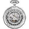 Treeweto Mechanical Pocket Watch Silver Roman Numerals Open Face 24-Hour Day Night Display with Chain and Gift Box