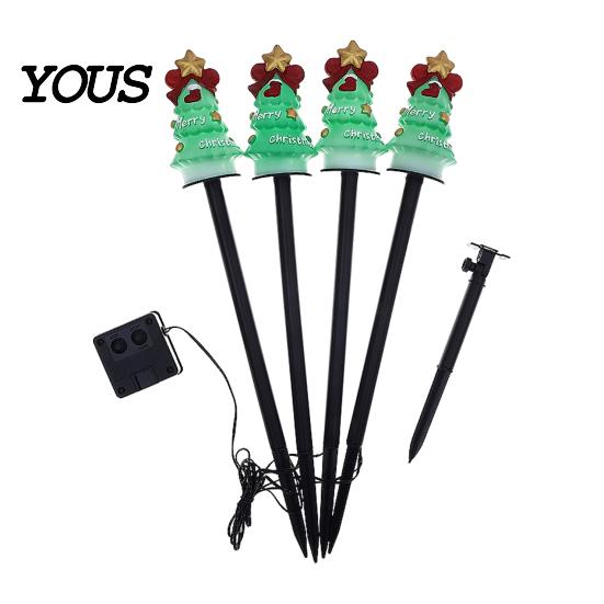 Weather Resistant Landscape Lighting Christmas Solar Stake Lights, Santa Snowman Tree Figurine Lawn Powered Yard Gifts Waterproof Warm LED Lights