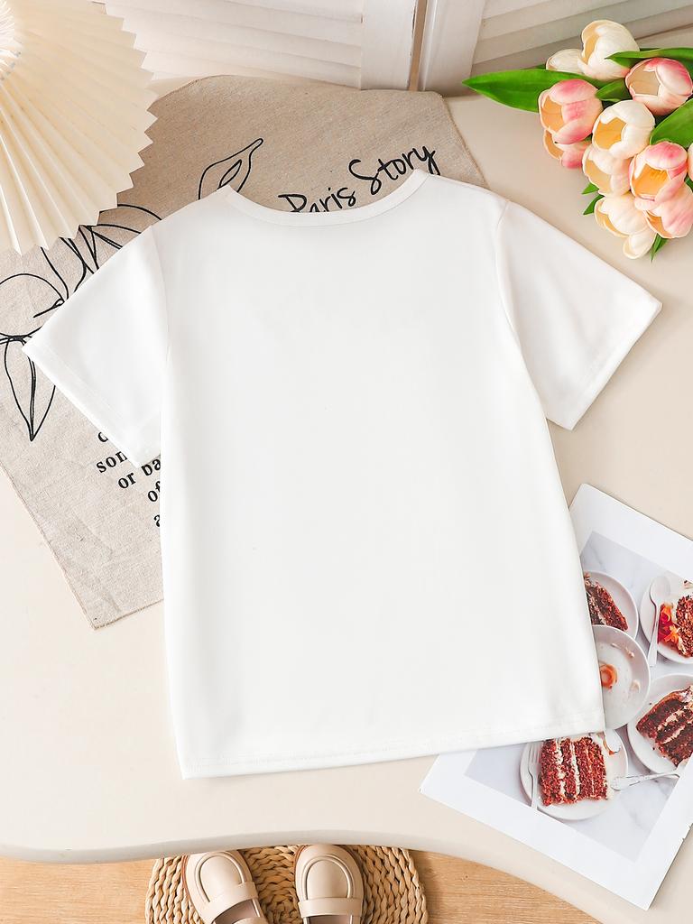Girls K-POP Idol Group Print Short Sleeve T-Shirt Cute Concert Graphic Tee Kids Summer Casual Top