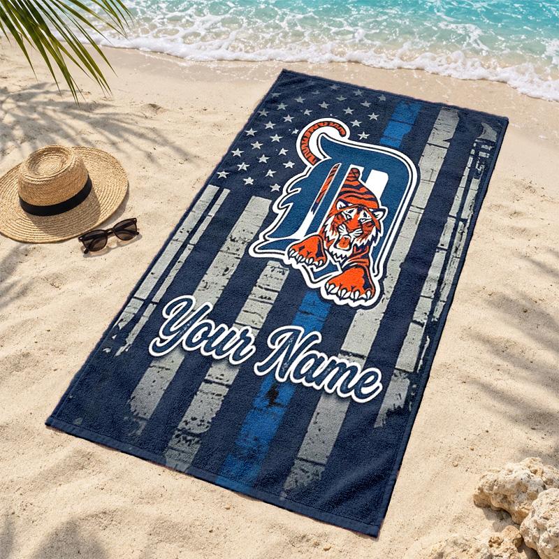 Detroit Tigers Custom Name Beach Towels Also Serve As Bath Towels Summer Essential a Musthave for the Outdoors the Beach and the Pool